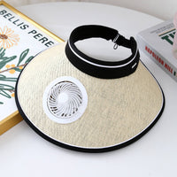 Lightweight USB Charging Fan Visor Breathable USB Cooling Hat Wide Brim for Travel, Beach