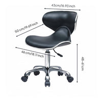 Padded Technician Chair with Wheels Low Back Support Ergonomic Vanity Stool Silver Metal Base Commercial Furniture for Beauticians, Artists, Spa