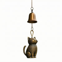 Cat Wind Chime Small Bell Bronze Cat Chime Outdoor Use for Garden