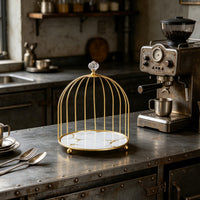 2 Pieces Birdcage Cake Stand Gold Finish Multi-Tier Dessert Tray for Restaurant