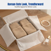Korean Style Flip Cover Half Finger Gloves, Knitted Plush, Windproof, Autumn Winter, Cycling