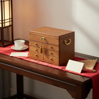 Wooden Jewelry Organizer Solid Wood Storage Case Lockable Design for Newlyweds