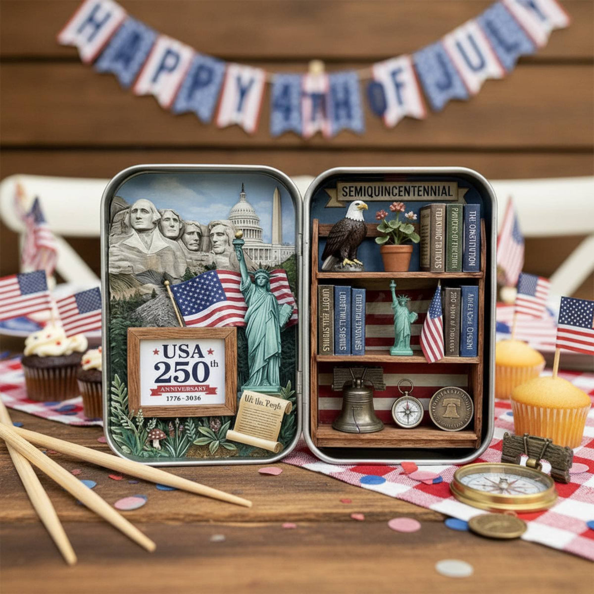 USA 250th Anniversary Miniature Scene Commemorative Edition Pocket Tin Miniature