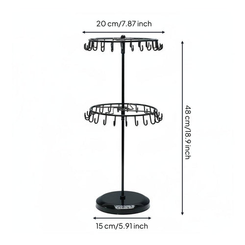 2-Tier Rotating Jewelry Stand Detachable Rotating Earring and Bracelet Organizer
