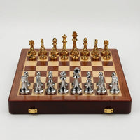 Chess Set with Storage Case Metal Chessboard Portable for Office, Collectors