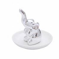 Elephant Jewelry Tray Glossy Ceramic Band Holder Small Accessories