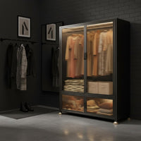 Adjustable Metal Wardrobe Easy to Clean Metal Storage Locker Clothing Organizer Attractive Doors Bedroom Furniture for Children