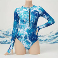 Zip Front Sun Shirt Close-Fitting Sun Protection Swimsuit Front Zip Sun Shirt Breathable Women's Bathing Suit Removable Padded