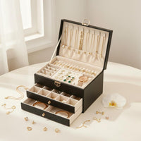 Pu Leather Jewelry Box Gift-Ready Quilted Jewelry Storage Box Scratch-Resistant