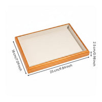 Linen Jewelry Tray Showcase Scratch Protection Wooden Jewelry Display Tray for Dresser Top