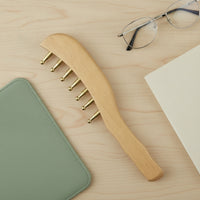 Wooden Massage Comb with Brass Pins Portable Wooden Massage Comb Comfortable for Travel