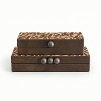 Accessory Box with Knob Flat Design Jewelry Box with Lid Rectangular for Dresser