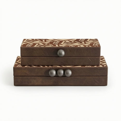 Accessory Box with Knob Flat Design Jewelry Box with Lid Rectangular for Dresser