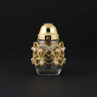 3 Pieces Filigree Condiment Set Gold-Colored Glass Condiment Jars Heart