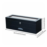 Double-Layer Jewelry Box Pull-out Drawer Lockable Watch Organizer 6-Slot