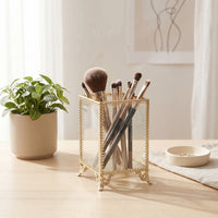 Makeup Brush Holder Transparent Cosmetic Organizer Rectangular for Vanity