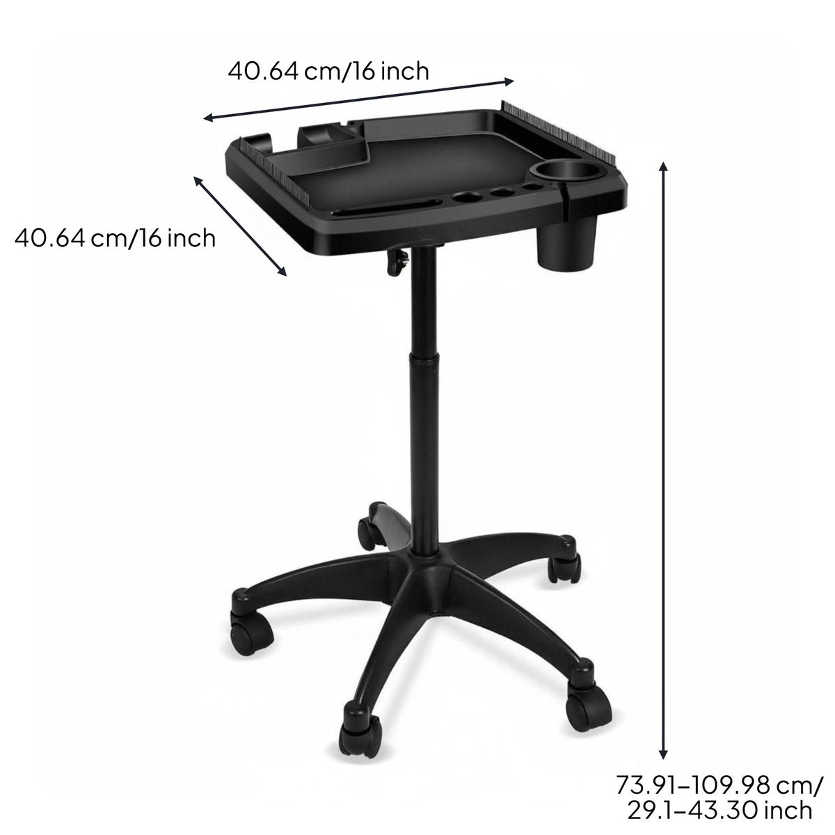 Hairdressing Tool Cart Wheels Rolling Stylist Tray Stand Heat-Resistant Cup Adjustable Height Salon Trolley for Hair Stylists, Barbers