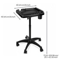 Hairdressing Tool Cart Wheels Rolling Stylist Tray Stand Heat-Resistant Cup Adjustable Height Salon Trolley for Hair Stylists, Barbers