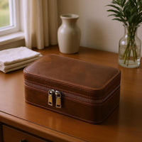 Zip-Around Watch Case Stitched Watch Storage Box Portable