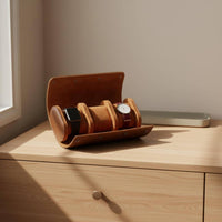3 Pieces Watch Roll PU Leather Cylindrical Watch Box Portable