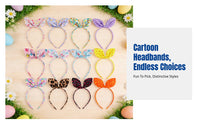 Kids Cartoon Bunny Ear Headband, Easter Ribbon Hair Clip, Sweet Design, Random Pattern