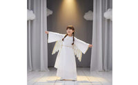 Celestial Costume with Feathered Appendages and Radiant Circlet Soft Material Kids Celestial Dress with Feathered Appendages And