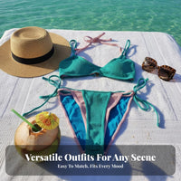 4 Pieces Adjustable Fit Layered Halter Bikini Set Comfortable Wear DIY Mix and Match Swimsuit for Young Adults, Summer, Swimming, Sunbathing