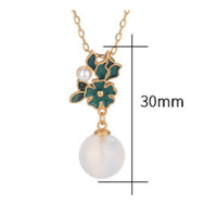 White Chalcedony Drop Necklace Chinese Chic Design Enamel Flower Necklace