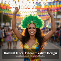 Feather Headdress Feathered Design Feather Headpiece Carnival Headpiece Paillette Ed and Gem Ed Performance Girl Headdress