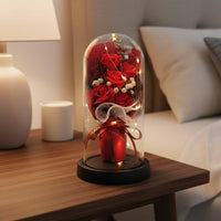 Preserved Bloom Glass Dome Long-Lasting Eternal Flower LED Lamp for Wife, Women