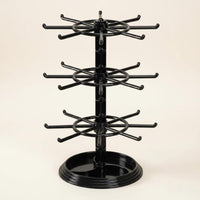 Rotating Jewelry Stand Adjustable Height 2-Tier Earring Holder Storage Tray Base