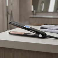 Adjustable Intensity High-Frequency Hair Straightener No-Heating Plate Infrared Hair Straightener Built-in Display Flat Iron Control Buttons