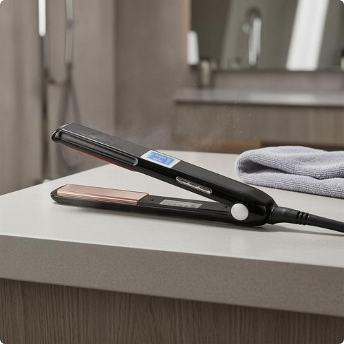 Adjustable Intensity High-Frequency Hair Straightener No-Heating Plate Infrared Hair Straightener Built-in Display Flat Iron Control Buttons