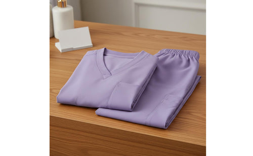 Breathable Scrub Set Multiple Pockets Nurse Attire Set Drawstring Waist V-Neck Scrub Attire for Nurses, Beauticians, Caregivers, Hospital, Medical Office, Spa