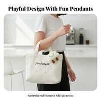 Small closureed Canvas Handbag Lightweight Lunch Pouch Minimalist Print for Women