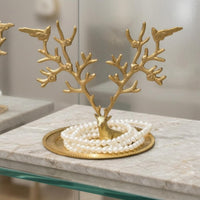 Deer Branching Jewelry Stand Ridged Rim Decor Piece Space-Saving