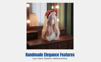 Princess Christmas Headband, Feather Brooch, Handmade Mini Hat, Kids Festive Hair Accessory