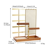 Jewelry Organizer Stand with Wooden Base Space-Saving for Vanity, Dresser, Women
