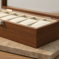Wooden Watch Display Case Clear View Lid Watch Storage Box Metal Clasp Great Gift Suggestion for Closet