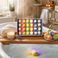 24 Pieces Boxed Bath Set Lidded Round Bath Spa Gift