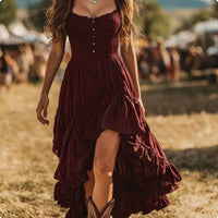 Boho Maxi Dress Bohemian Aesthetic Apparel Summer for Vacation