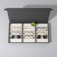 15 Slot Glasses Case Soft Textile Plush Interior Eyewear Collection Box