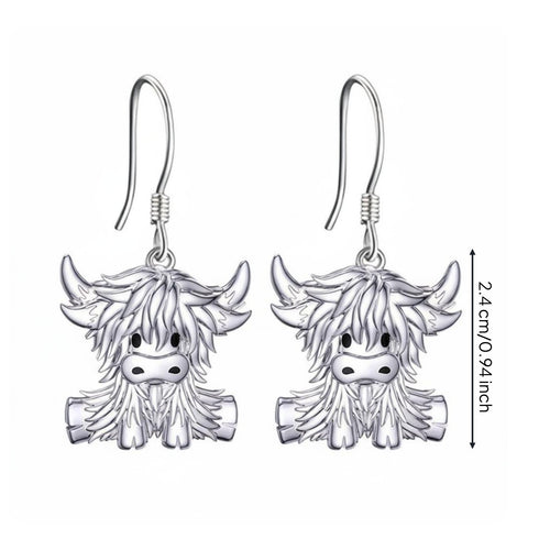 Cute Animal Charm Earrings Creative Design Shaggy Cattle Earrings Silvery Fashion Jewelry for Women, Party, Festival