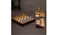 Chess Set with Storage Case Metal Chessboard Portable for Office, Collectors