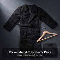 Matte Finish Button Closure Black Figure Trench Coat Figure Outerwear 1/6 Scale Trench Coat