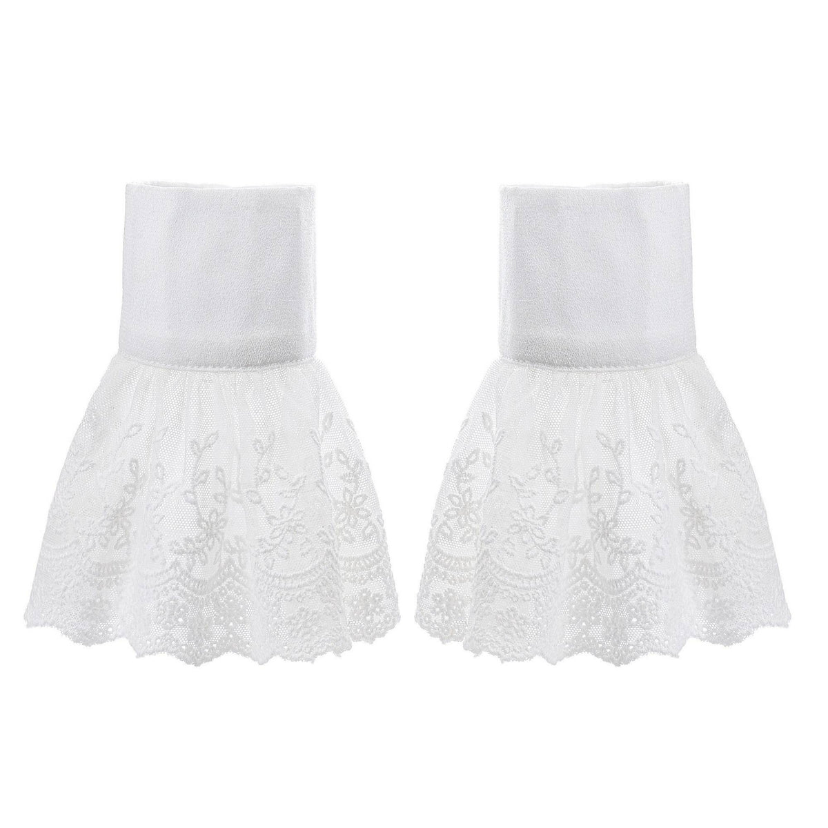 Retro Lace Sleeve Cuff Decorative Trim Lace Arm Sleeve See-Through Ruffle Wrist Cuffs for Party