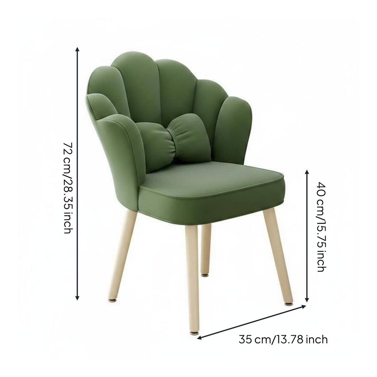 Petal Back Vanity Chair Includes Pillow Velvet Makeup Chair Space Saving