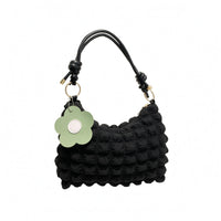 Puffer Shoulder Bag Knotted Strap Moon-Shaped Hobo Bag Textured for Casual Wear