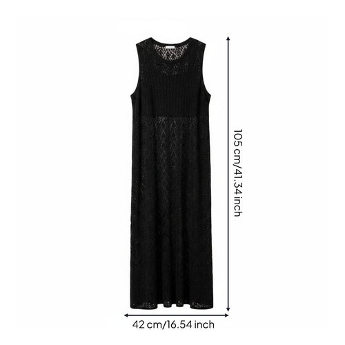 Knit Vest Dress Layered Look Summer Clothing Crew Neck for Beach