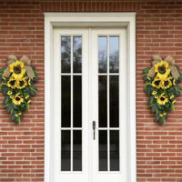 Sun Blossom Teardrop Swag Lifelike Sunflowers Artificial Teardrop Wreath